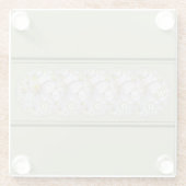 抽象芸術モノグラムのデイジーフラワーイエローグレー ガラスコースター (裏面)