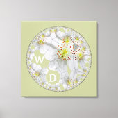 抽象芸術モノグラムのフローラアートライトグリーン キャンバスプリント (正面)