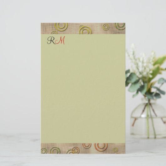 抽象芸術モノグラムの円固定 – ミントグリーン 便箋 (スタンド正面)