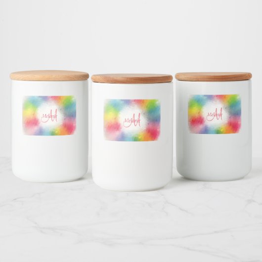 抽象芸術モノグラムカラフルテンプレートモダンレインボー フードラベル (ボトル)