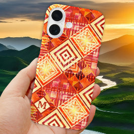 抽象芸術モノグラム幾何学パターン電話ケース iPhone 16ケース