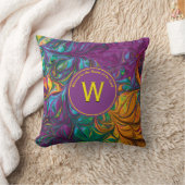 抽象芸術モノグラム聖なる書物、 経典カスタマイズパープル クッション (ブランケット)