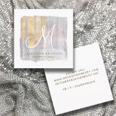 抽象芸術モノグラム金ゴールドピンクブルージュエリーデザイナー スクエア名刺