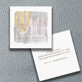 抽象芸術モノグラム金ゴールドピンクブルージュエリーデザイナー スクエア名刺