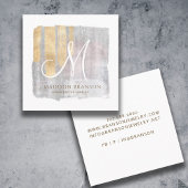 抽象芸術モノグラム金ゴールドピンクブルージュエリーデザイナー スクエア名刺