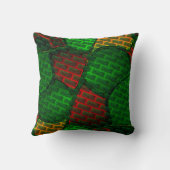 抽象芸術モンタージュ？レンガ、赤、緑、黄 クッション (裏面)