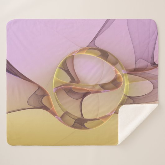 抽象芸術モーショモダンンピンクゴールデンフラクタルアート シェルパブランケット (正面(横))
