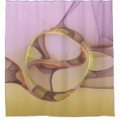 抽象芸術モーショモダンンピンクゴールデンフラクタルアート シャワーカーテン (正面)