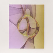 抽象芸術モーショモダンンピンクゴールデンフラクタルアート ジグソーパズル (縦)