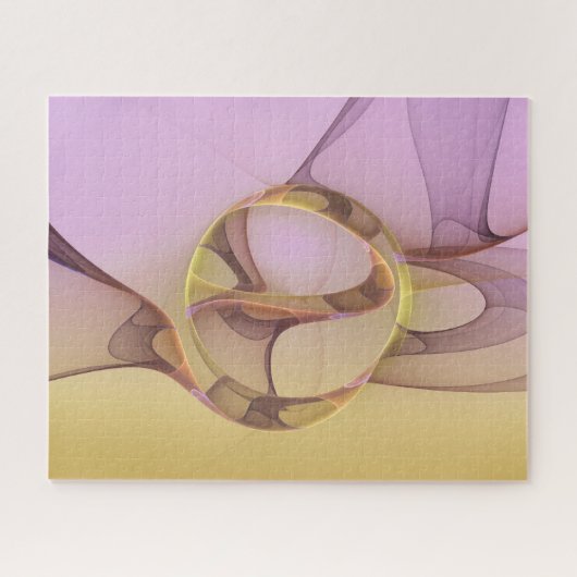 抽象芸術モーショモダンンピンクゴールデンフラクタルアート ジグソーパズル (横)