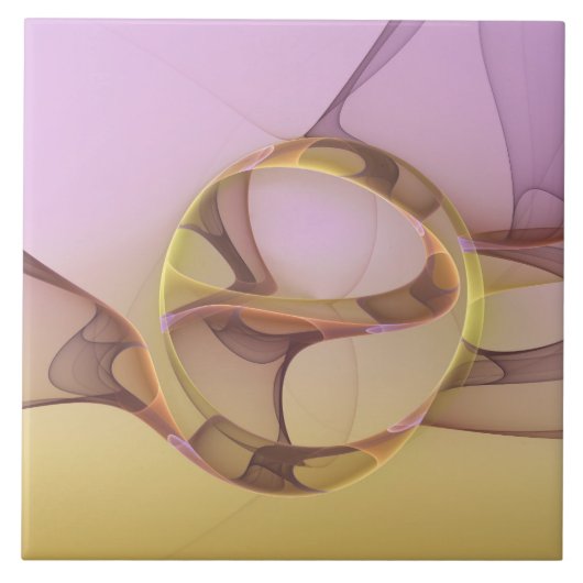 抽象芸術モーショモダンンピンクゴールデンフラクタルアート タイル (正面)