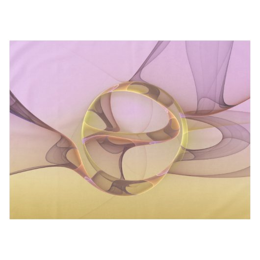 抽象芸術モーショモダンンピンクゴールデンフラクタルアート テーブルクロス (正面(横))