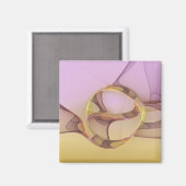 抽象芸術モーショモダンンピンクゴールデンフラクタルアート マグネット (正面/裏面)