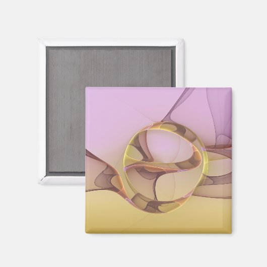 抽象芸術モーショモダンンピンクゴールデンフラクタルアート マグネット (正面/裏面)