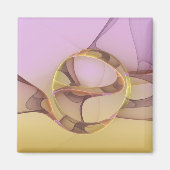 抽象芸術モーショモダンンピンクゴールデンフラクタルアート マグネット (正面)