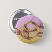 抽象芸術モーショモダンンピンクゴールデンフラクタルアート 缶バッジ (正面&裏面)