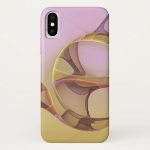 抽象芸術モーショモダンンピンクゴールデンフラクタルアート iPhone X ケース