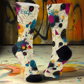 抽象芸術モーションソックス(ティール(緑がかった色)、マゼンタ、およびイエロー) ソックス