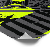 抽象芸術モーション（ライムグリーン、ブラック、グレー） ポスター (角)