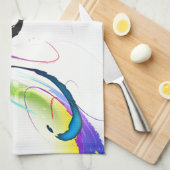 抽象芸術モーニンググローリー絵を描(ばちゃばちゃ)跳ねる キッチンタオル (四つ折り)