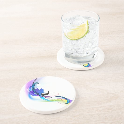 抽象芸術モーニンググローリー絵を描（ばちゃばちゃ）跳ねる コースター (側面)