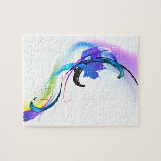 抽象芸術モーニンググローリー絵を描（ばちゃばちゃ）跳ねる ジグソーパズル (横)