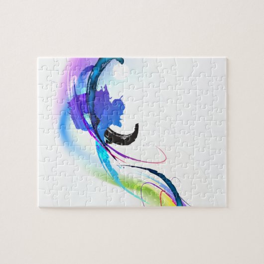 抽象芸術モーニンググローリー絵を描(ばちゃばちゃ)跳ねる ジグソーパズル (横)