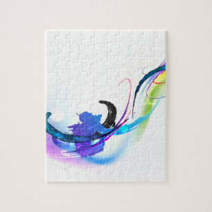 抽象芸術モーニンググローリー絵を描（ばちゃばちゃ）跳ねる ジグソーパズル