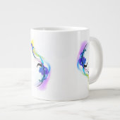 抽象芸術モーニンググローリー絵を描(ばちゃばちゃ)跳ねる ジャンボコーヒーマグカップ (正面右)