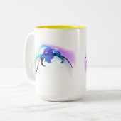 抽象芸術モーニンググローリー絵を描(ばちゃばちゃ)跳ねる ツートーンマグカップ (正面左)