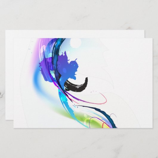 抽象芸術モーニンググローリー絵を描（ばちゃばちゃ）跳ねる 便箋 (正面/裏面)