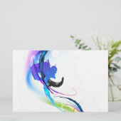 抽象芸術モーニンググローリー絵を描（ばちゃばちゃ）跳ねる 便箋 (スタンド正面)