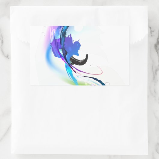 抽象芸術モーニンググローリー絵を描(ばちゃばちゃ)跳ねる 長方形シール (バッグ)