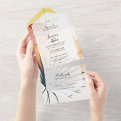 抽象芸術ヤシの葉 オールインワン招待状 (貼ってはがせる)