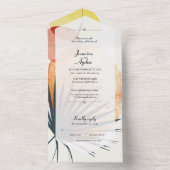 抽象芸術ヤシの葉 オールインワン招待状 (内側)