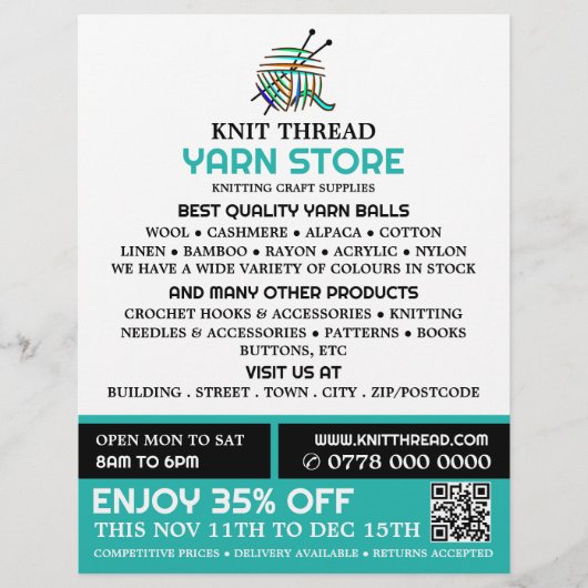 抽象芸術ヤーン、編み物ストア、ヤーンストア チラシ (正面)