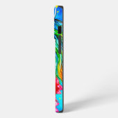 抽象芸術ユニコーン顔花ウォーターカラーアート iPhoneケース (左側面)