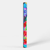 抽象芸術ユニコーン顔花ウォーターカラーアート iPhoneケース (右側面)