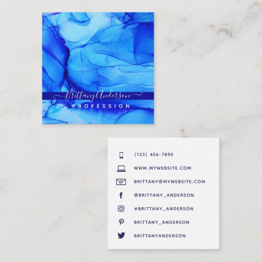抽象芸術ユニークアガテブルーカスタム スクエア名刺 (正面/裏面)