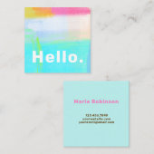抽象芸術ユニークアートアクアピンクイエローハロー スクエア名刺 (正面/裏面)