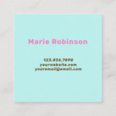 抽象芸術ユニークアートアクアピンクイエローハロー スクエア名刺 (裏面)