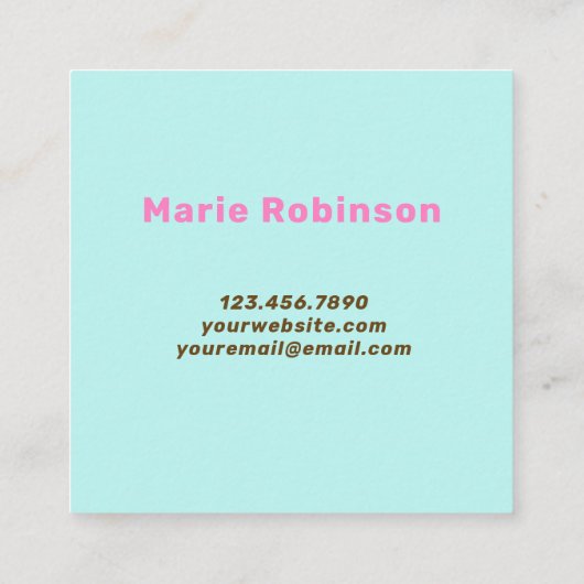 抽象芸術ユニークアートアクアピンクイエローハロー スクエア名刺 (裏面)