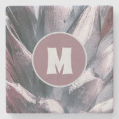 抽象芸術ユニークシルバー絵を描パイナップルのスパイク ストーンコースター (正面)