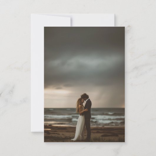 抽象芸術ユニークネイビーブルーインクフォト結婚ズ サンキューカード (裏面)