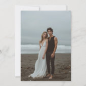 抽象芸術ユニークネイビーブルーインクフォト結婚ズ セーブザデート (裏面)