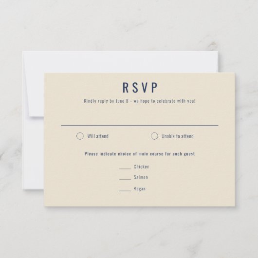 抽象芸術ユニークネイビー絵画ブルーイ結婚ンク 出欠カード (正面)