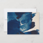 抽象芸術ユニークネイビー絵画ブルーイ結婚ンク 出欠カード (裏面)