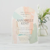 抽象芸術ユニークパステル春サマーブライダルシャワー 招待状 (スタンド正面)