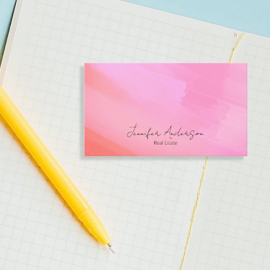 抽象芸術ユニークブライトピンクウォーター実在カラーエステート 名刺