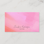 抽象芸術ユニークブライトピンクウォーター実在カラーエステート 名刺 (正面)